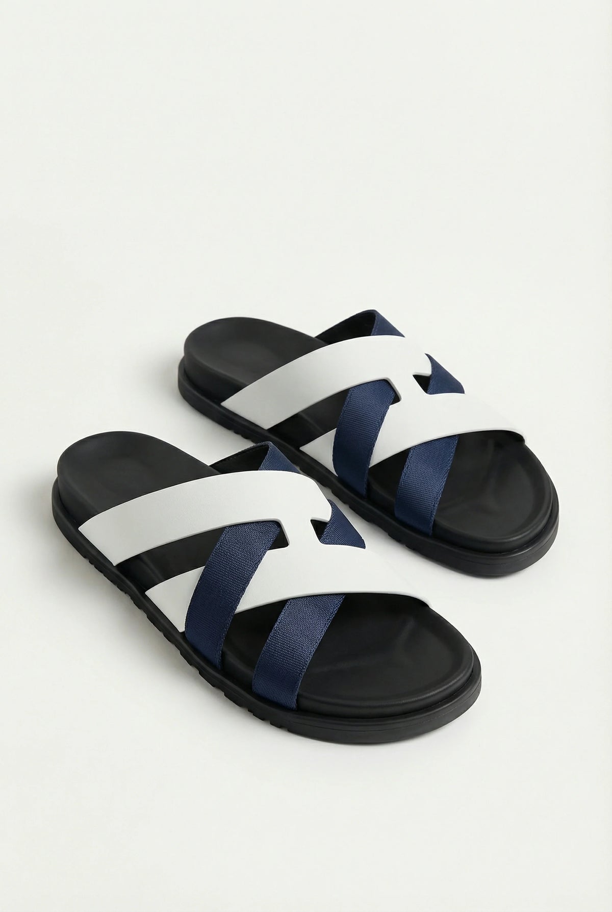 Palermo Leather Sandal White Navy