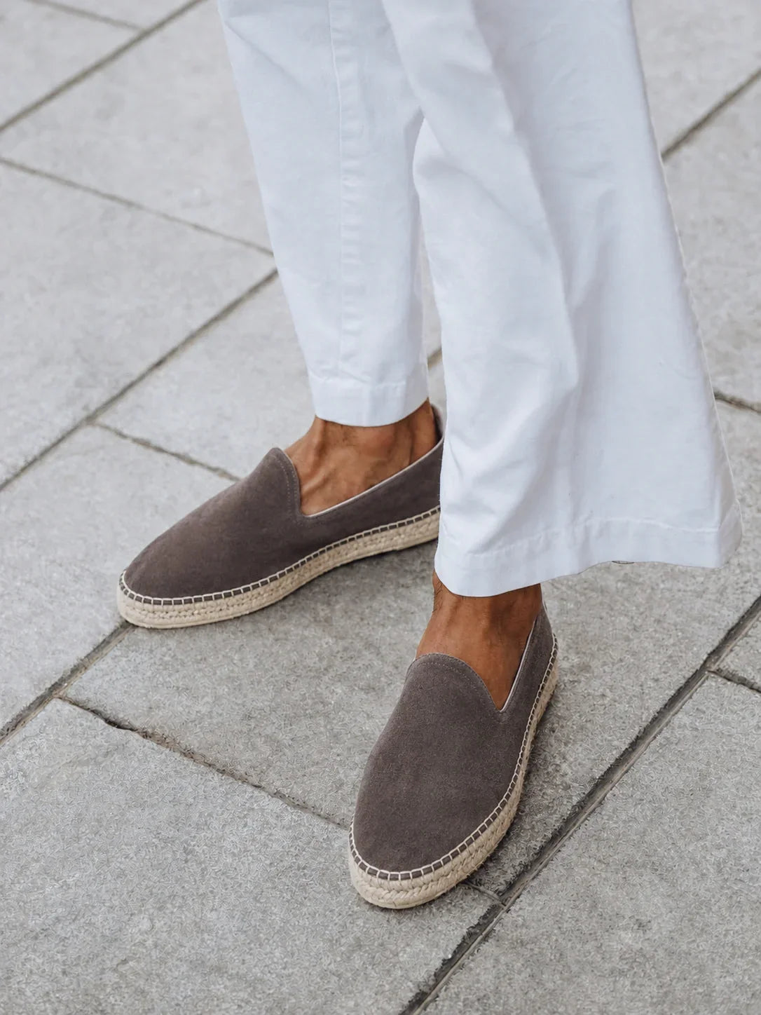 The Espadrille - Light Grey Suede