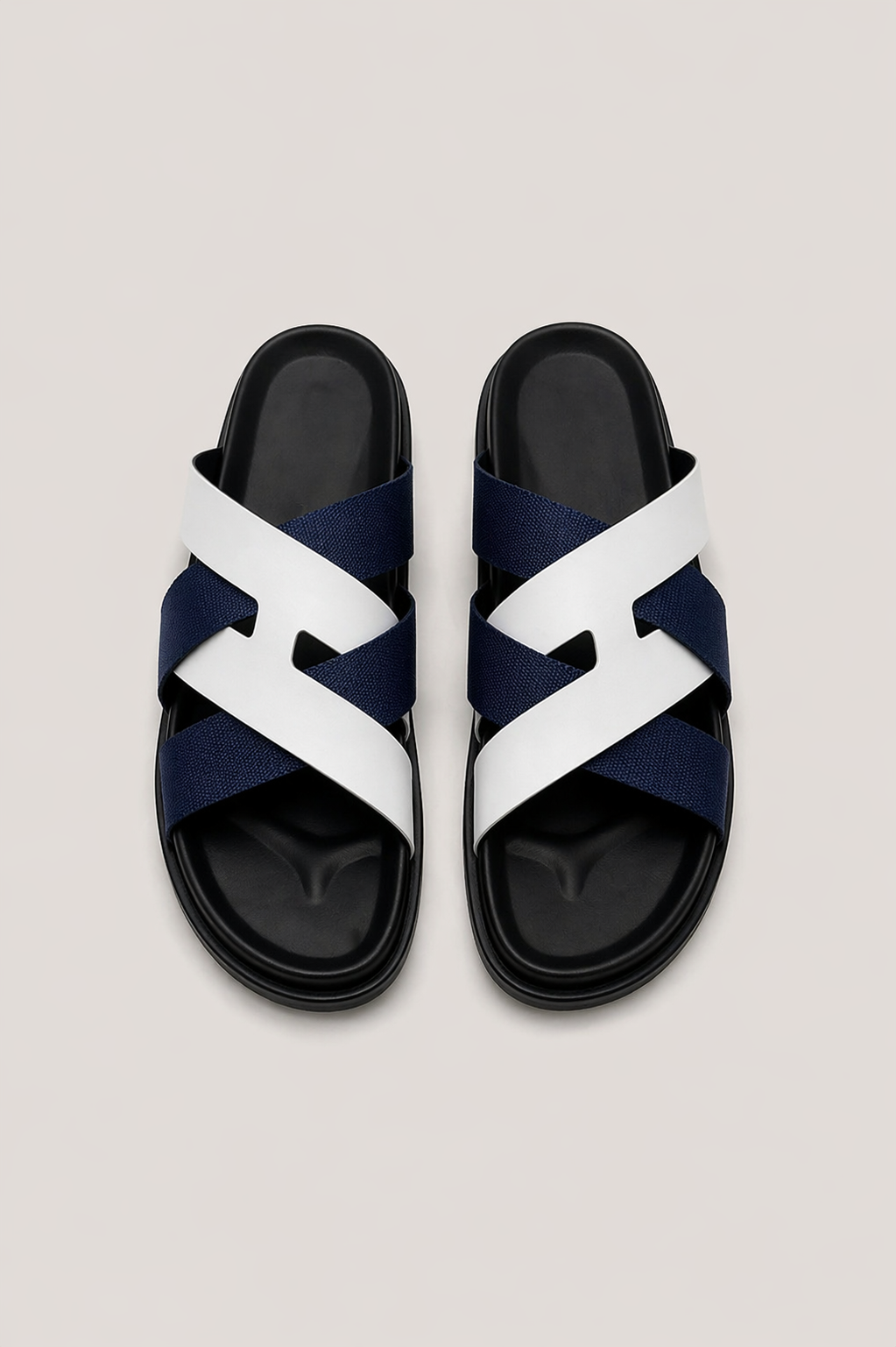 Palermo Leather Sandal White Navy
