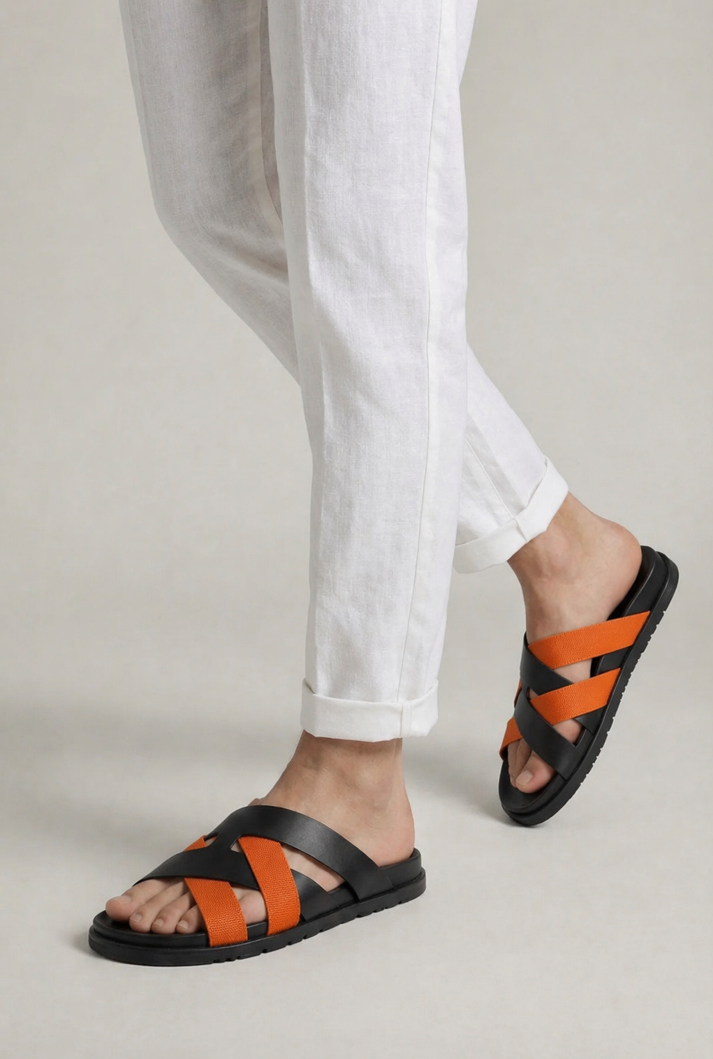 Palermo Leather Sandal Orange Black