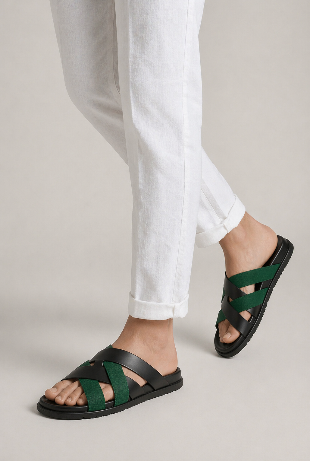 Palermo Leather Sandal Green Black