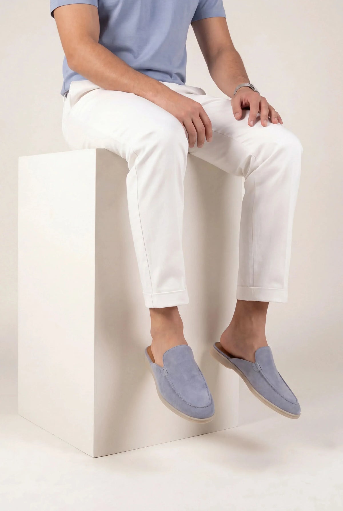 Baby Blue Yacht Suede Mule