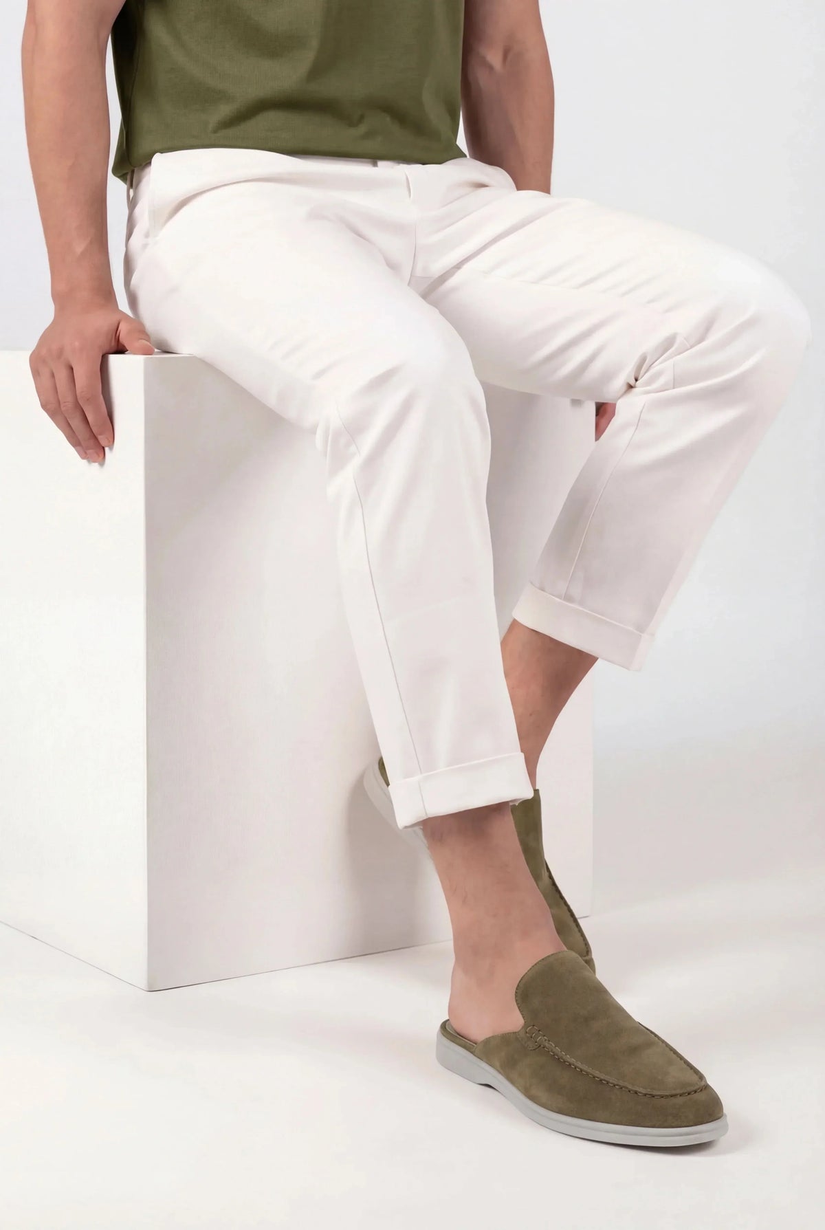 Olive Yacht Suede Mule