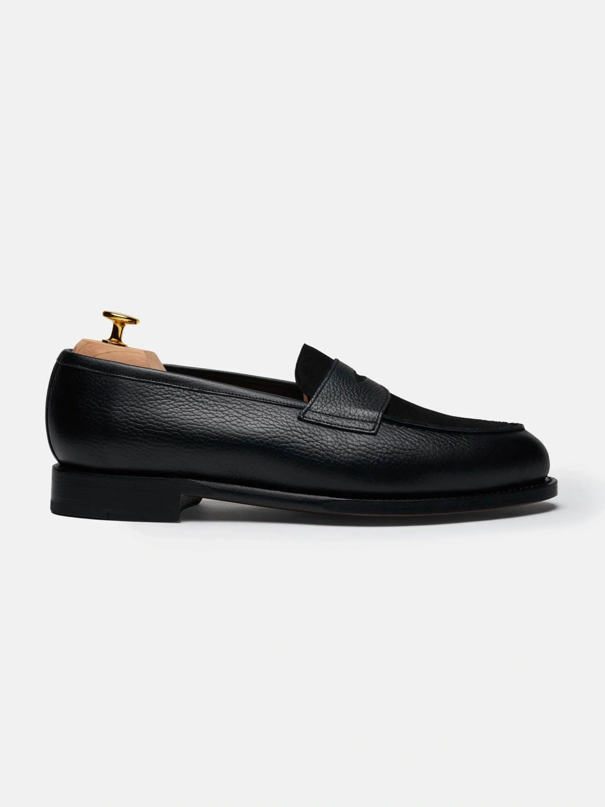 The Penny Loafer - Black Grain & Black Suede