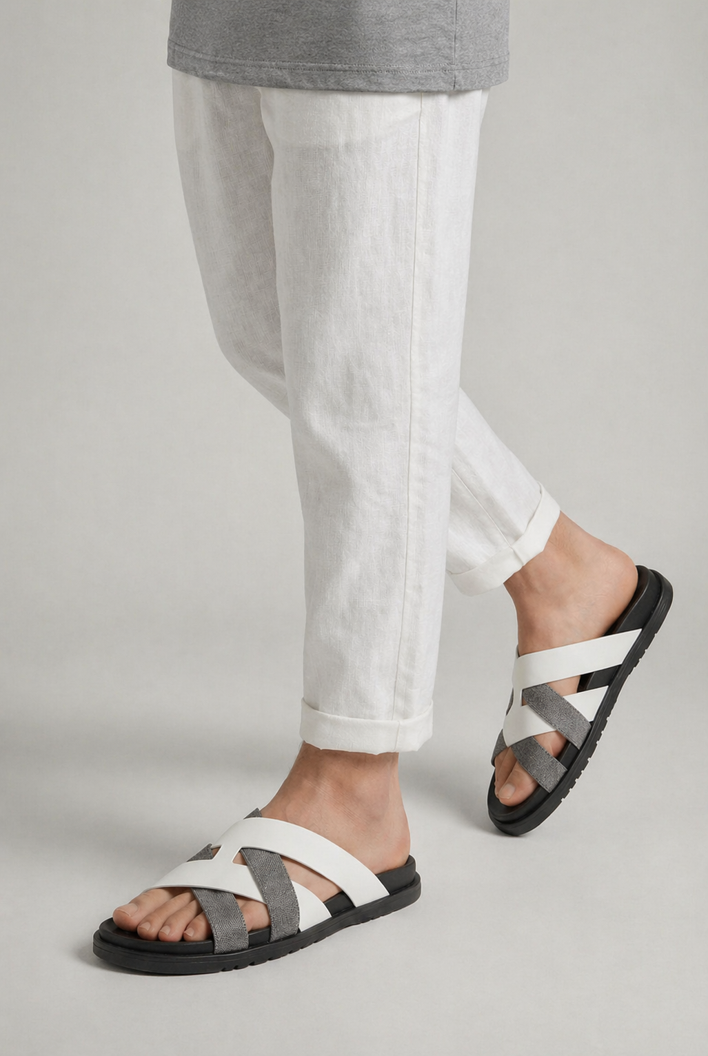 Palermo Leather Sandal White Silver
