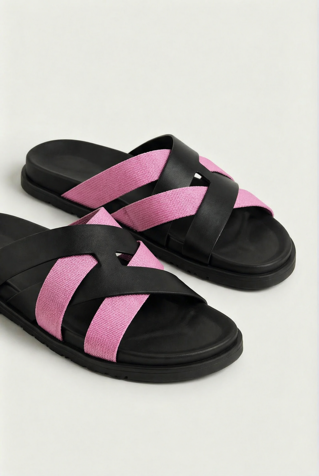 Palermo Leather Sandal Black Pink