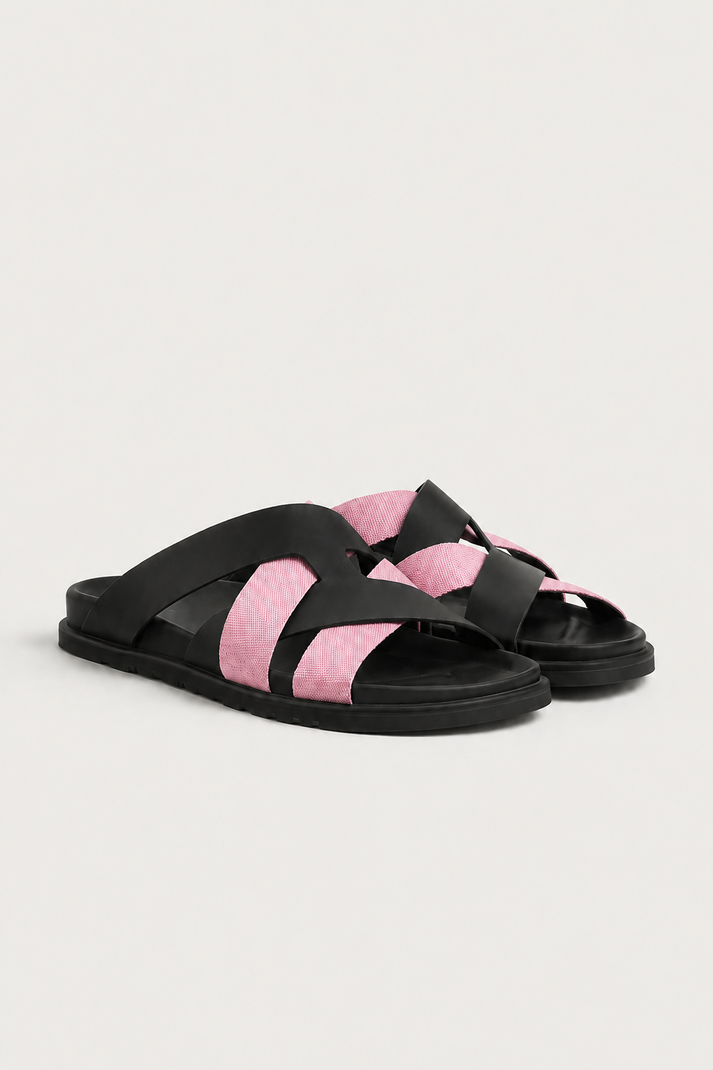 Palermo Leather Sandal Black Pink