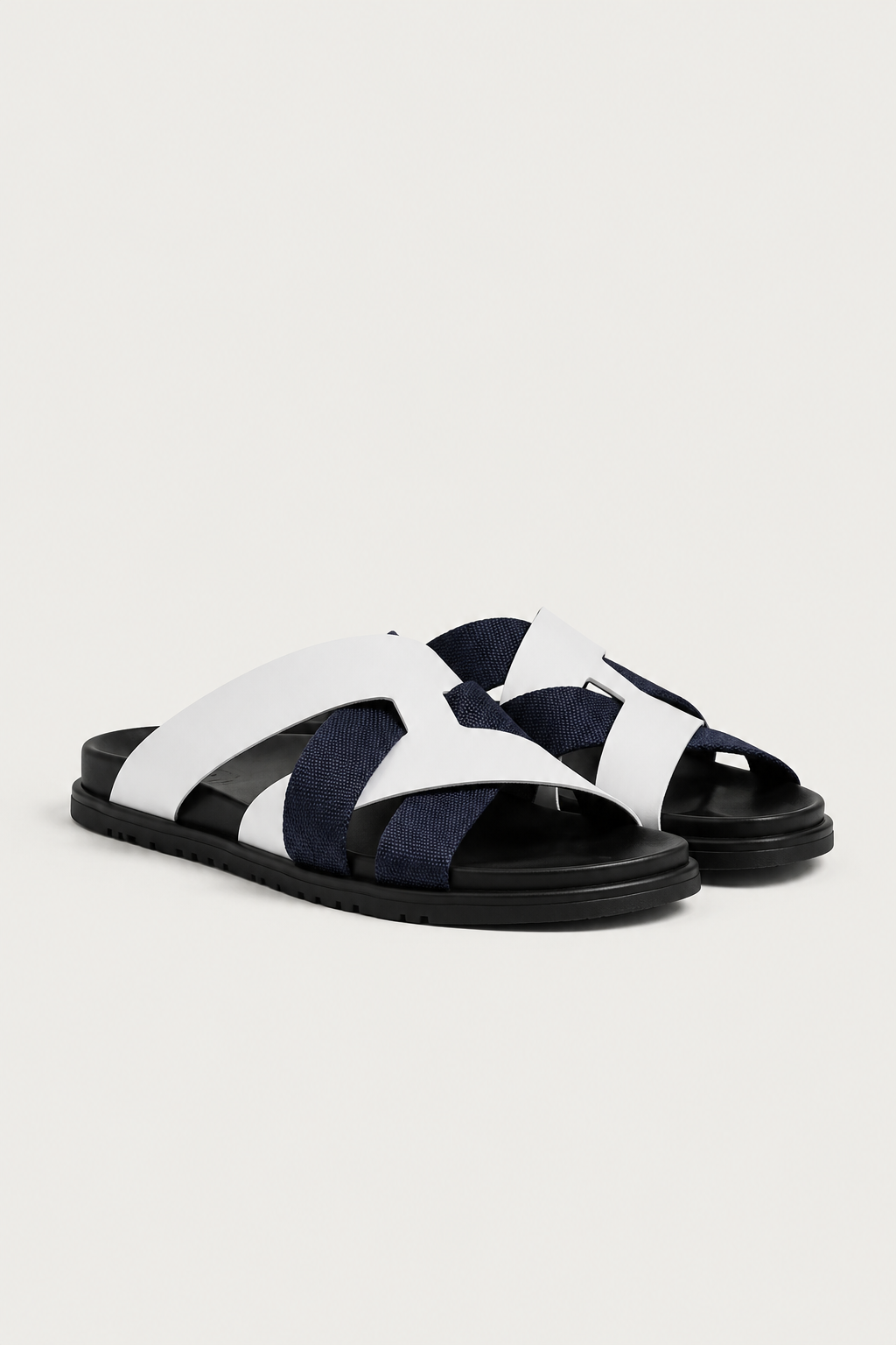 Palermo Leather Sandal White Navy