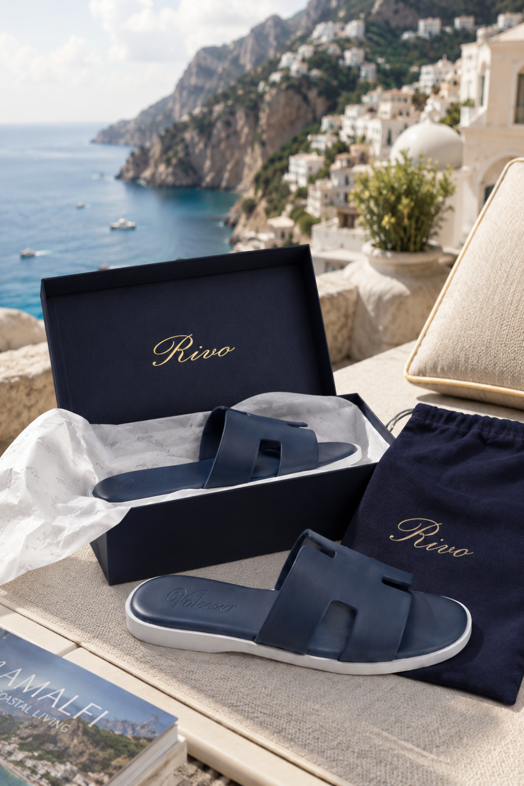Santorini Leather Sandal Navy