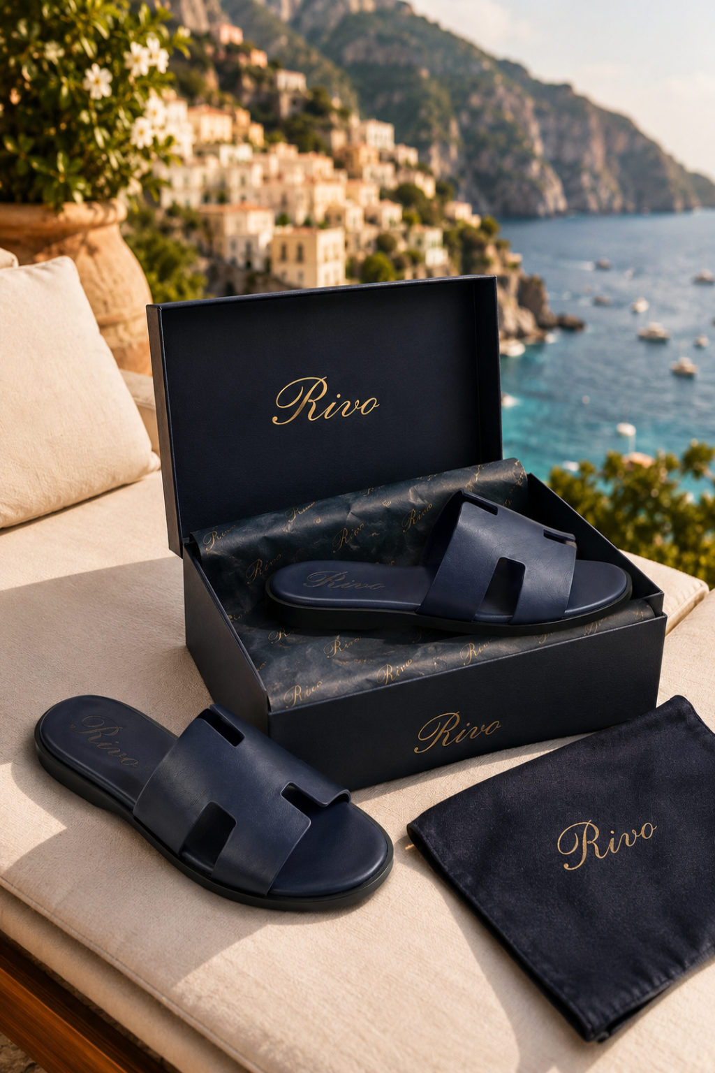 Como Leather Sandal Navy