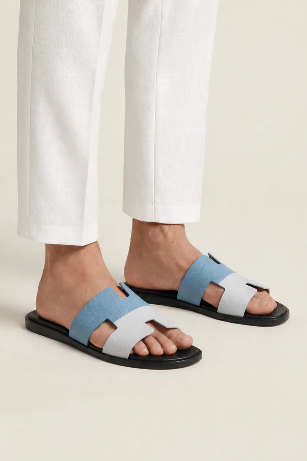Capri Leather Sandal Sky Blue