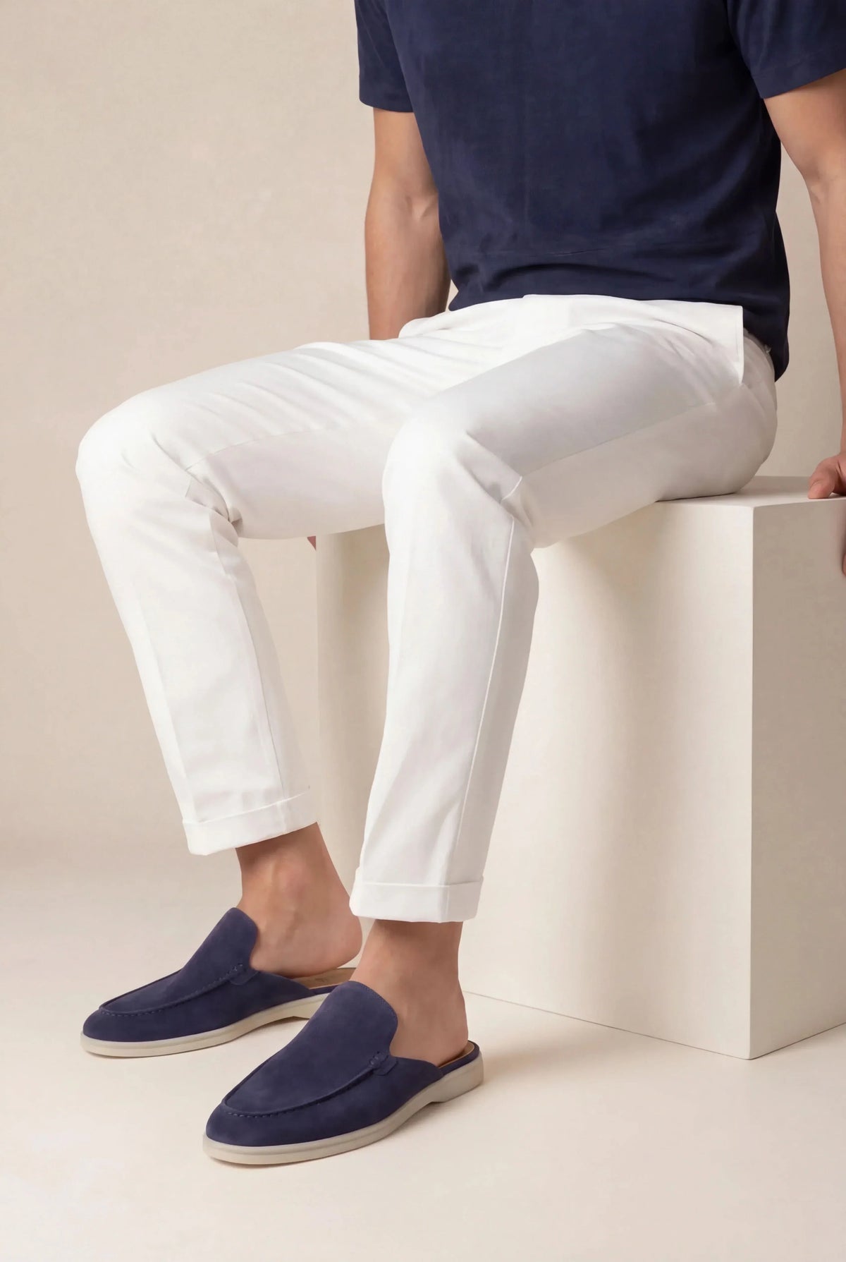 Navy Yacht Suede Mule